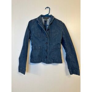 Banana Republic Denim Jean Jacket Blazer Utility Pockets Dark Wash XS